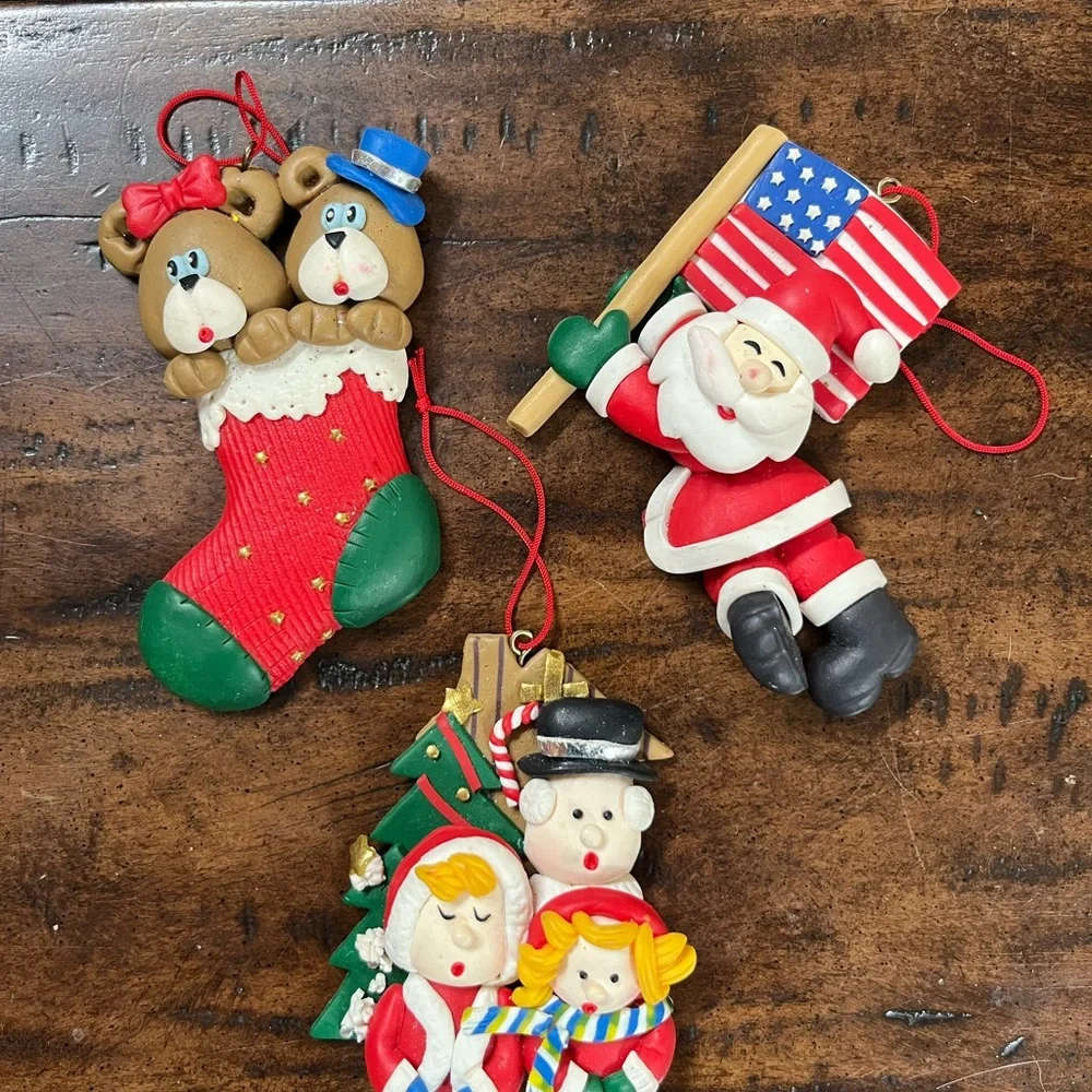 3 polymer clay Christmas ornaments
